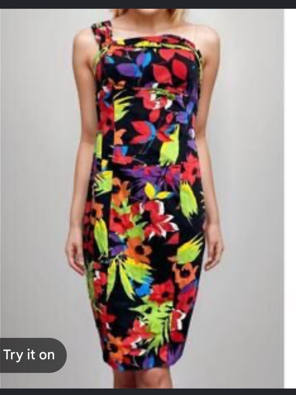 Cache Multicolor Floral Midi Dress - Black Base